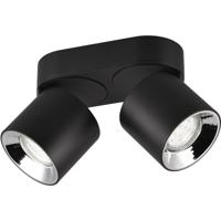 Moderne LED Plafondlamp met 2 GU10 Spots - Rond Mat Zwart Metaal