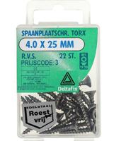 Sp.pl.schr.torx 4,0x25mm rvs 22st - Deltafix Sp.pl.schr.torx 4,0x25mm rvs 22st - Deltafix