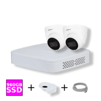 Dahua Camera Set met 2x 4MP WizSense Camera's Wit - 960GB SSD - 4-kanaals Recorder