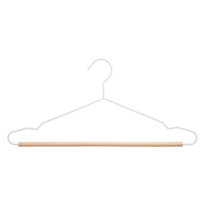 Kledinghangers - 2x - wit - 44 x 19 cm - metaal/hout - Kledingkast hangers/kleerhangers