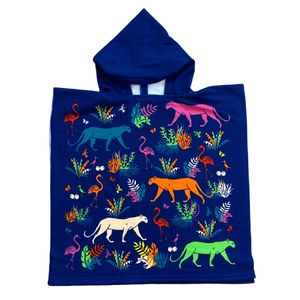 Bad cape/poncho - kinderen - jungle print - 60 x 120 cm - microvezel