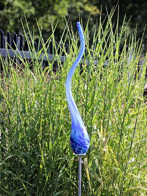 Tuinprikker glas mini vlam azuur 105-1