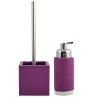 MSV Badkamer accessoires set - paars - zeeppompje/toilet/wc-borstel