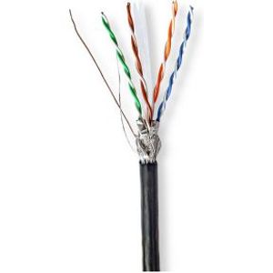 Netwerk Kabel Rol | CAT6 | Solid | S/FTP | CCA | 305.0 m | Buitenshuis | Rond | PE | Zwart | Gift Bo