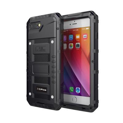 Waterdichte stof schokbestendige zink legering + siliconen case voor iPhone 8 plus & 7 Plus (zwart)