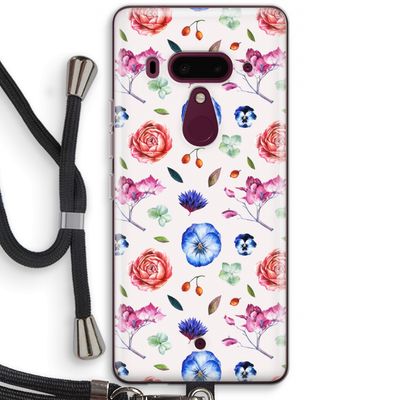 Bloemetjes: HTC U12+ Transparant Hoesje met koord