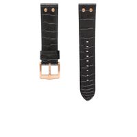 TW Steel horlogeband TWB1303 / TW1303 Leder Zwart 22mm + zwart stiksel - thumbnail