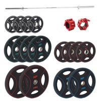 Muscle Power 50mm PU halterschijf set 180KG + halterstang + collar set