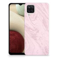 Samsung Galaxy A12 TPU Siliconen Hoesje Marble Pink - Origineel Cadeau Vriendin