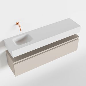 Toiletmeubel Mondiaz Andor | 120 cm | Meubelkleur Linen | Lex vrijhangend wastafel Talc Links | Zonder kraangat