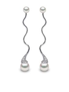 Yoko London boucles d'oreilles en or blanc 18ct ornés de diamants et de perles Akoya - Argent