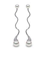 Yoko London boucles d'oreilles en or blanc 18ct ornés de diamants et de perles Akoya - Argent