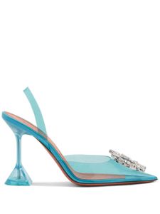 Amina Muaddi escarpins Begum 95 mm à design transparent - Bleu