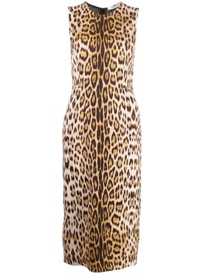 Roberto Cavalli robe mi-longue à imprimé léopard - Tons neutres