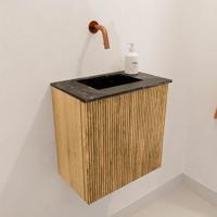 Toiletmeubel Mondiaz Joya Dlux | 40 cm | Meubelkleur Oak | Faye wastafel Lava Wasbak Midden | Zonder kraangat(en)
