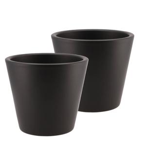 DK Design bloempot/plantenpot - 2x - Vinci - zwart mat - voor kamerplant - D19 x H21 cm - Plantenpotten