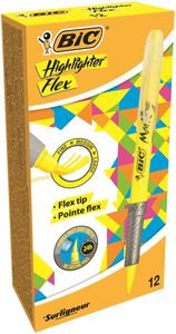 BIC Highlighter Flex markeerstift 12 stuk(s) Borstelpunt Geel