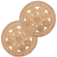 Set van 10x stuks ronde placemats jute naturel 38 cm - thumbnail