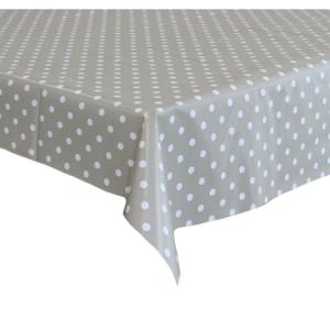 Bellatio Design Tafelzeil - 140 x 180 cm - grijs/wit - pvc - polkadot - tuintafelkleed