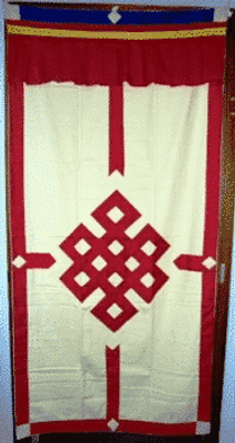 Tibetaans Deurkleed Rood-Ecru