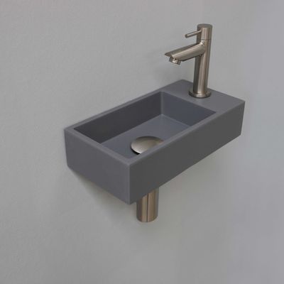 Fonteinset INK Versus 36x18x9 cm Quartz Grijs Met Kraangat Rechts Brushed Nickel