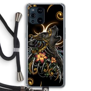 Huilende Wolf: Oppo Find X3 Pro Transparant Hoesje met koord