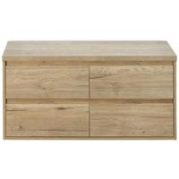 Porto Badmeubelset 120 cm - 4 Laden Natuur Eiken - Wastafelbovenblad Natuur Eiken