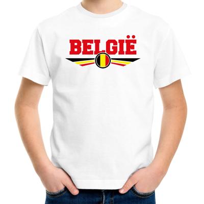 Belgie landen supporters t-shirt - wit - kinderen - Fan kleding - EK / WK / Olympische spelen