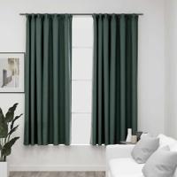 VidaXL Gordijnen linnen-look verduisterend haken 2 st 140x175 cm groen