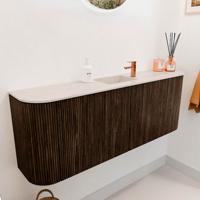 Toiletmeubel Mondiaz Joya Dlux | 113.2 cm | Meubelkleur Walnut | Faye wastafel Meli Wasbak Midden | 1 kraangat