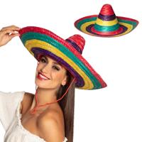 Carnaval verkleed Sombrero hoed Fiesta - 2x - multi kleur - volwassenen - polyester - Luxe