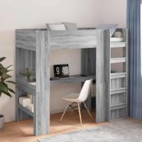 Loft Bedframe met Bureau Grijs Sonoma 80 x 200 cm Bewerkt hout
