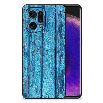OPPO Find X5 Houten Print Telefoonhoesje Wood Blue OPPO Find X5 Houten Print Telefoonhoesje Wood Blue