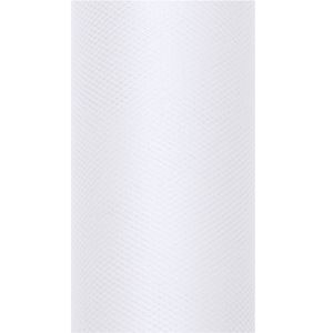 1x Witte tulestof/gaatjesstof rol 15 cm x 9 meter cadeaulint verpakkingsmateriaal