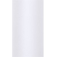 1x Witte tulestof/gaatjesstof rol 15 cm x 9 meter cadeaulint verpakkingsmateriaal - thumbnail