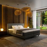 2-Persoons Boxspring Hotel - Straight - Antraciet 160x200 cm - Pocketvering - Inclusief Topper - Dekbed-Discounter.nl