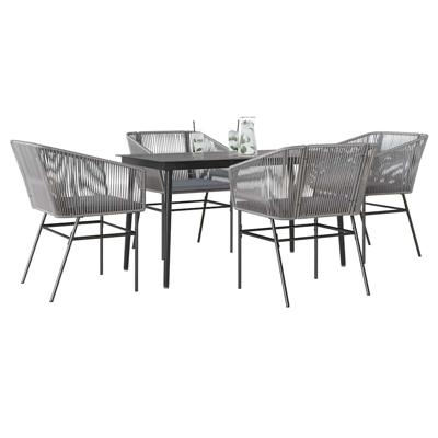 5-delige Tuinset met kussens poly rattan glas grijs