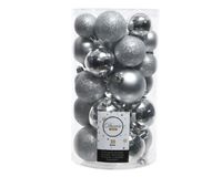 Kerstbal plastic gl-mt-glitter assorted zilver - Decoris