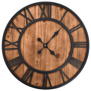 VidaXL Wandklok vintage-stijl quartz-mechanisme XXL 60 cm hout metaal