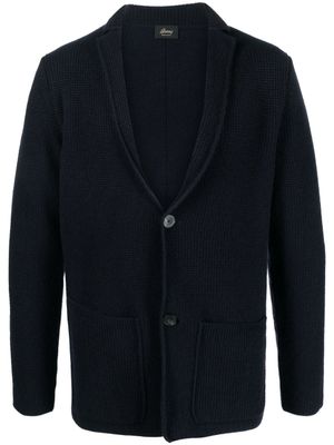 Brioni cardigan en maille gaufrée à boutonnière - Bleu