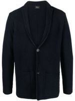 Brioni cardigan en maille gaufrée à boutonnière - Bleu