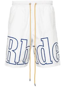 RHUDE short de sport à logo imprimé - Blanc