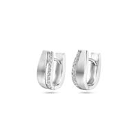 Gerhodineerde 925 Zilveren Klapoorringen met Zirkonia - Elegante Glans en Tijdloze Luxe