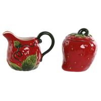 Melk- en Suikerpot Home ESPRIT Rood Keramiek 15 x 10 x 11 cm 2 Onderdelen