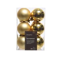 Decoris Kerstballen kunststof goud dia 6cm 12dlg