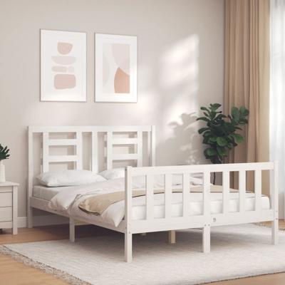 Bedframe zonder matras massief grenenhout wit 140x200 cm