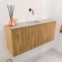 Toiletmeubel Mondiaz Joya Dlux | 90 cm | Meubelkleur Oak | Faye wastafel Opalo Wasbak Midden | Zonder kraangat(en)