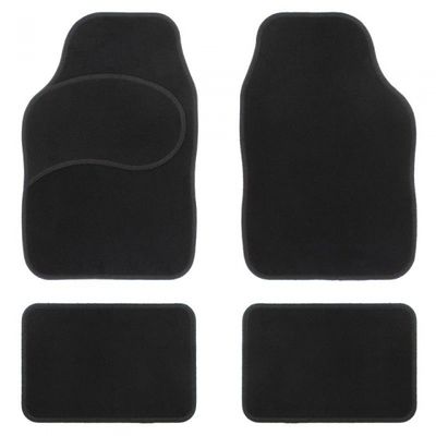Car Plus automattenset universeel textiel zwart 4 delig Car Plus automattenset universeel textiel zwart 4 delig