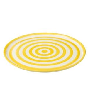 J-Line Plate Granada Stripes Ceramic White|Yellow