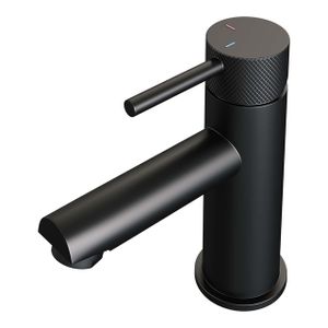 Brauer Black carving Wastafelmengkraan opbouw - laag - hendel lang smal carving - mat zwart 5-S-001-HD6